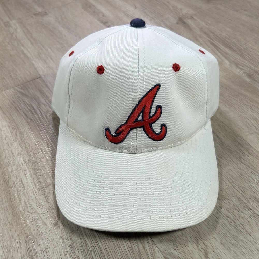 VTG Atlanta Braves Snapback Hat MLB Baseball Plain Logo Youngan White Cap